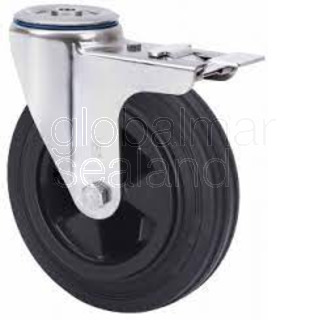 RUEDA PS DE GOMA SOPORTE GIRATORIO Y PLETINA DIAMETRO 160 MM CARGA
160 KG COJINETE LISO SERIE ZVI INOX REF. ALEX 2-1186